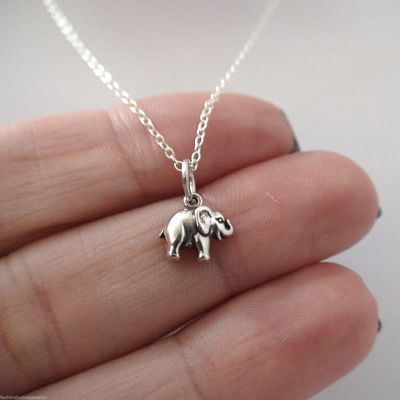 Tiny Elephant Necklace - 925 Sterling Silver - Strength Animal Charm Gift New