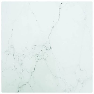 Tidyard Table Top Tempered Glass with Marble Design Replacement Tabletop White for Dining Tables, Coffee Tables, Garden Tables, Bar Tables, End Side Tables 15.7 x 15.7 Inches (L x W)