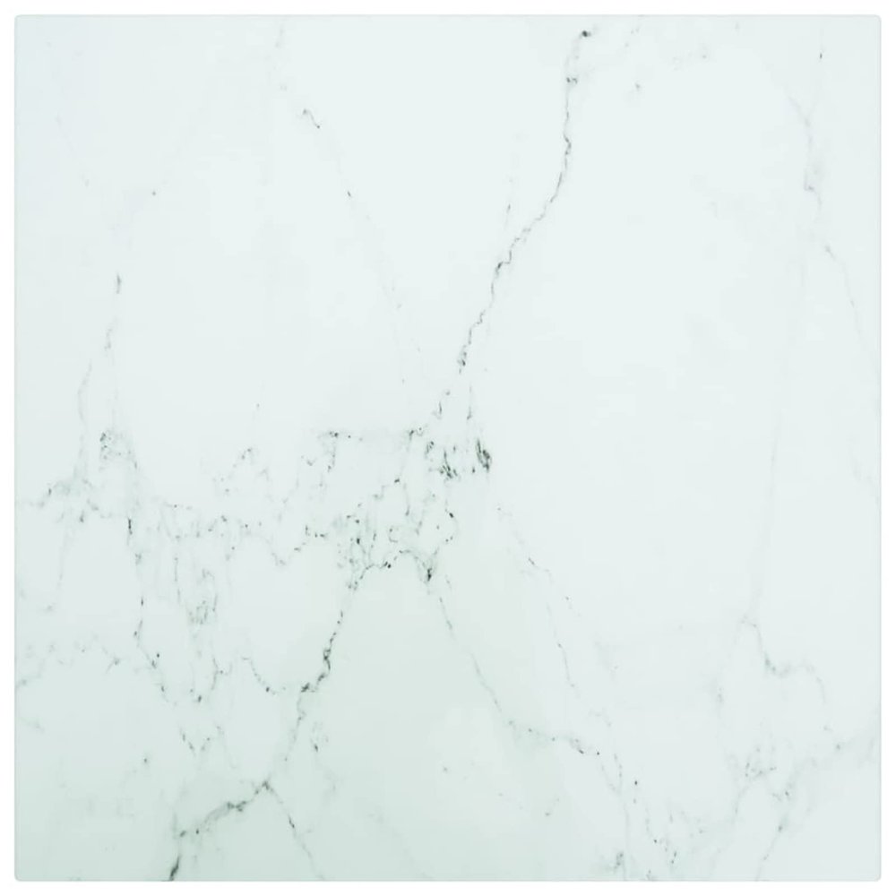 Tidyard Table Top Tempered Glass with Marble Design Replacement Tabletop White for Dining Tables, Coffee Tables, Garden Tables, Bar Tables, End Side Tables 15.7 x 15.7 Inches (L x W)