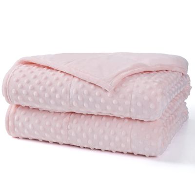Alomidds Weighted Blanket (48"x72",15lbs Twin Size - Pink), Weighted Blankets for Adults, Cooling Breathable Soft and Comfort Minky, Heavy Blanket Microfiber Material with Glass Beads