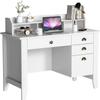 Catrimown Computer Desk with Drawers and Hutch White Desk with Drawer Wood Executive Desk Teens Student Desk Writing Laptop Home Office Desk for Small Spaces, Cream, 47.5''D x 22''W x 36.5''H view 1