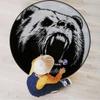 Bear Chair Mat for Hardwood Floor Noise Cancelling Gaming Chair Mat Round Anti-Slip Office Chair Mat for Home Office Gaming Room Sketch Line Style Ink Drawing Style,Charcoal Grey Diameter 43.3 in view 1