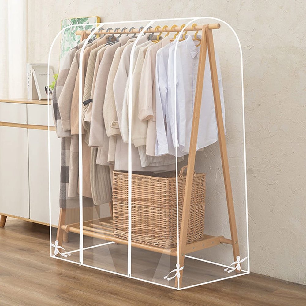 Large Clear Garment Rack Cover Waterproof Clothing Rack Bag Sealed Clothes Cover for Coats Suits Sweaters Dresses, Clothes Rack Cover with Sturdy Zipper (Color : Transparent, Size : 180x50x150cm)