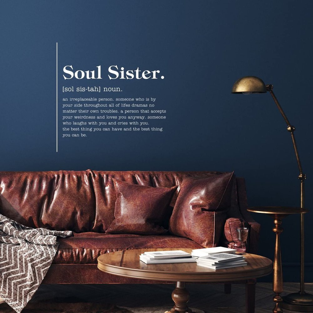 Soul Sister Word Definition Meaning Wall Decals Quotes Vinyl Wall Art Decor Definition Quote Stickers for Kids Rooms Girls Boys Office Nursery Bedroom Living Room Playroom Home Wall Art Decor 36x36in