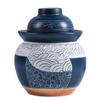 QPZK Ceramic Fermentation Crock Pickling Pot,Blue Traditional Chinese Porcelain Pickle Jar, Fermenting Jar with Water Seal Airlock Lid Stoneware Fermenter for Sauerkraut 3.5KG view 1