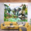 BELECO Mountain Lake Tapestry Waterfall Tapestry Asian Style Nature Tapestry 118x78 Inch Mountain Trees Green Lake Lotus Flowers Bridge Wonderland Tapestry Wall Mural for Bedroom Living Room Decor view 4