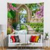 BELECO Spring Garden Tapestry Wall Hanging Cherry Blossoms Green Trees River Bridge Nature Tapestry 118x96 Inch Stone Arch Mountain Waterfall Landscape Tapestry for Bedroom Living Room Dorm Decor view 3