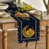 Artoid Mode Black Moon Star Gloden Ramadan Table Runner, Seasonal Summer Holiday Kitchen Dining Table Decoration for Home Party Decor 13 x 72 Inch view 3