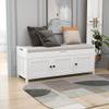 Wealthman Storage Bench with 3 Shutter-Shaped Doors, Shoe Bench with Removable Cushion and Hidden Storage Space for Hallway Entryway Living Room Bedroom (White) view 1