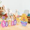 4Pcs Easter Tiered Tray Decor, Easter Decor Farmhouse Mini Wood Decor, Bunny Wood Sign Spring Decorative Trays Signs Rustic for Holiday Kitchen Home Table Window Decor view 3