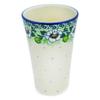 Polmedia Polish Pottery Tumbler - Green Flora Pattern Handmade in Boleslawiec Poland by Ceramika Artystyczna + Certificate of Authenticity view 1