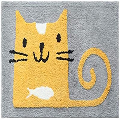 Water Absorption Rug Fleece Bathroom Kit Toilet Cartoon Pattern Bath Mats Floor Carpet Set Mattress For Bathroom Mat Bathroom absorbent and dirt-resistant anti-slip mat ( Color : Yellow , Size : 500MM