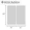 Online Bedding Linen Split California King Sheets Sets For Adjustable Bed, 800 Thread Count Fabric 100% Cotton Sheets, 5 Piece Split Cal-King Sheet Set, Sateen Sheets, 18" Deep Pocket - White Stripe view 2