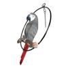 1 Pcs of Hanging Congo African Grey Parrot Perching On Branch with Metal Ring 13.5" H view 3