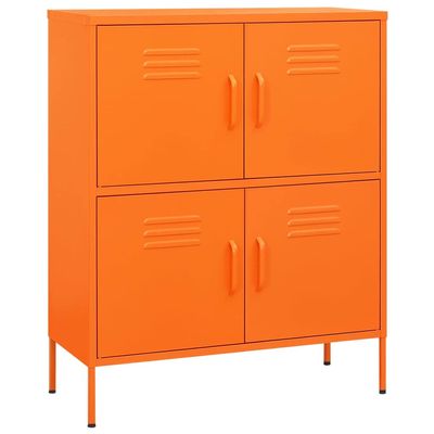loibinfen Metal Storage Cabinet, Steel Storage Cabinet with 4 Door s and 2 Adjustable Shelves, Storage Box for Storage, Office, Garage and Utility Room,Orange 31.5"x13.8"x40"(E)