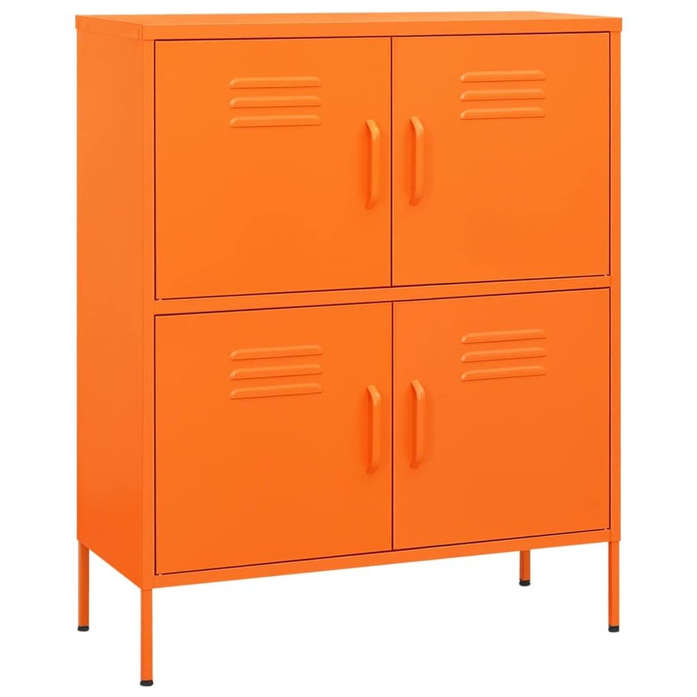 loibinfen Metal Storage Cabinet, Steel Storage Cabinet with 4 Door s and 2 Adjustable Shelves, Storage Box for Storage, Office, Garage and Utility Room,Orange 31.5"x13.8"x40"(E)