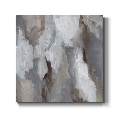 Renditions Gallery Modern Canvas Wall Art Paintings & Prints for Home Decorations Rustic Grey & White Cloudy Shapes Abstract Artwork for Bedroom Living Room Office Walls - 10"X10" LT506