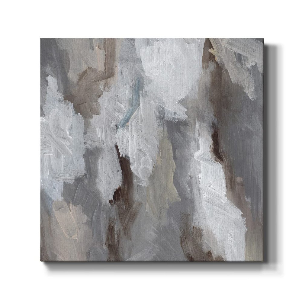 Renditions Gallery Modern Canvas Wall Art Paintings & Prints for Home Decorations Rustic Grey & White Cloudy Shapes Abstract Artwork for Bedroom Living Room Office Walls - 10"X10" LT506