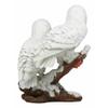 1 Pcs Of Mystical Two White Snowy Owl Couple Perching On Tree Branch Statue 12.25" Tall view 2