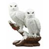 1 Pcs Of Mystical Two White Snowy Owl Couple Perching On Tree Branch Statue 12.25" Tall view 4