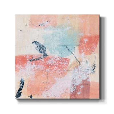 Renditions Gallery Modern Canvas Wall Paintings & Prints for Home Decorations Rustic Pink & Blue Warm Underneath Abstract Wall Artwork for Bedroom Office Kitchen Decor - 10"X10" LT506
