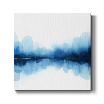 Renditions Gallery Modern Canvas Artwork Prints for Home Decor Misty Blue & White Forest Lake Reflection Wall Hanging Abstract Paintings for Living Room Kitchen Walls - 10"X10" LT506