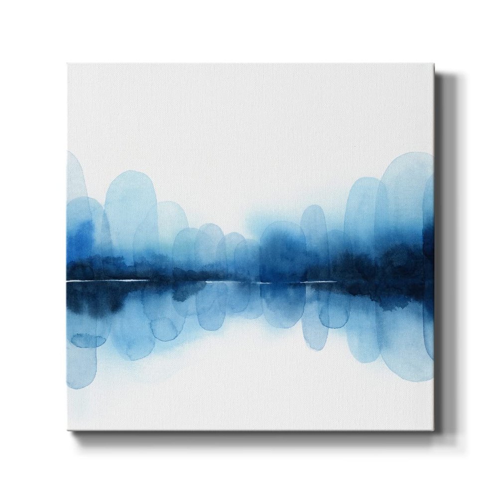 Renditions Gallery Modern Canvas Artwork Prints for Home Decor Misty Blue & White Forest Lake Reflection Wall Hanging Abstract Paintings for Living Room Kitchen Walls - 10"X10" LT506