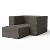 Modern Foldout Convertible Chair Sleeper Couch with Ottoman | Velvet Pullout Sofa Beanbag with Sturdy Backrest,Comfortable Plush Durable Reclining | Charcoal Gray Color Converted in Twin Size Bed view 1