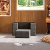 Modern Foldout Convertible Chair Sleeper Couch with Ottoman | Velvet Pullout Sofa Beanbag with Sturdy Backrest,Comfortable Plush Durable Reclining | Charcoal Gray Color Converted in Twin Size Bed view 2