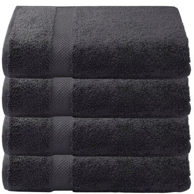 American Fluffy Towel 4-Piece Bath Towel Set Turkish Cotton, Contains 4 Oversized Bath Towels (27 x 54 Inches) -Highly Absorbent Towels for Bathroom, Hotel & Spa (4-Piece, Grey)