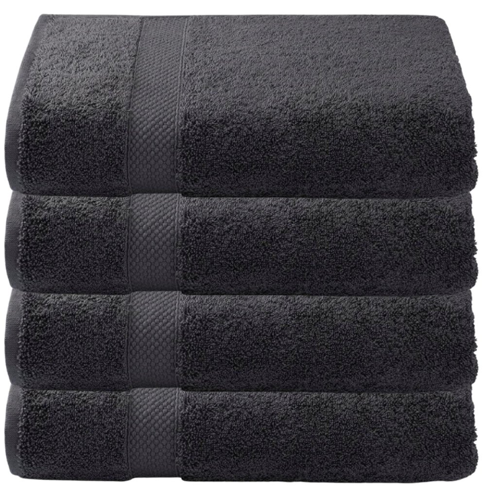 American Fluffy Towel 4-Piece Bath Towel Set Turkish Cotton, Contains 4 Oversized Bath Towels (27 x 54 Inches) -Highly Absorbent Towels for Bathroom, Hotel & Spa (4-Piece, Grey)