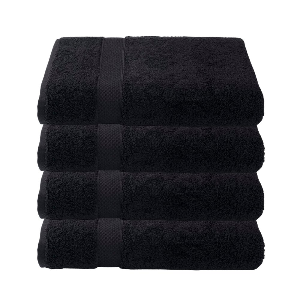 American Fluffy Towel 4-Piece Bath Towel Set Turkish Cotton, Contains 4 Oversized Bath Towels (27 x 54 Inches) -Highly Absorbent Towels for Bathroom, Hotel & Spa (4-Piece, Black)