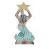 Hand Carved Mermaid Star Fish Paper Towel Holder Wood Carving Nautical Statue Kitchen Gadget Sculpture view 2