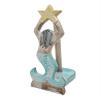 Hand Carved Mermaid Star Fish Paper Towel Holder Wood Carving Nautical Statue Kitchen Gadget Sculpture view 4