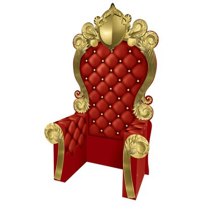 Beistle 3-D Prom Throne Prop Red and Gold Cardboard Chair Backdrop, Elegant Photo Booth Party Decoration for Galas, Birthday Parties, Awards Night Ceremonies and Special Events, 7' 1" x 3' 9"