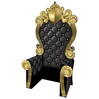 Beistle 3-D Prom Throne Prop Black and Gold Cardboard Chair Backdrop, Elegant Photo Booth Party Decoration for Proms, Galas, Birthdays Parties, Ceremonies and Special Events, 7' 1" x 3' 9"