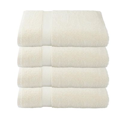 American Fluffy Towel 4-Piece Bath Towel Set Turkish Cotton, Contains 4 Oversized Bath Towels (27 x 54 Inches) -Highly Absorbent Towels for Bathroom, Hotel & Spa (4-Piece, Cream)