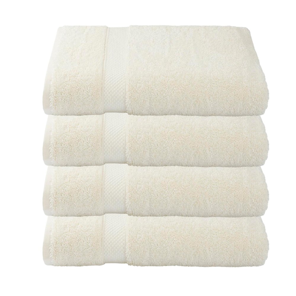 American Fluffy Towel 4-Piece Bath Towel Set Turkish Cotton, Contains 4 Oversized Bath Towels (27 x 54 Inches) -Highly Absorbent Towels for Bathroom, Hotel & Spa (4-Piece, Cream)