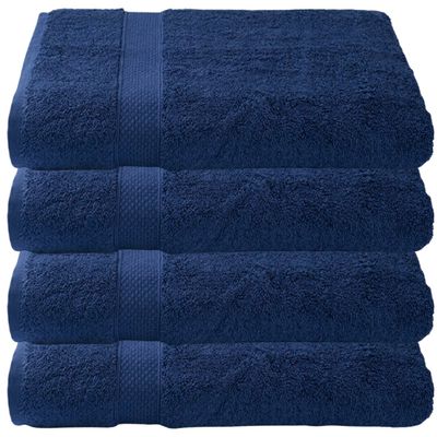 American Fluffy Towel 4-Piece Bath Towel Set Turkish Cotton, Contains 4 Oversized Bath Towels (27 x 54 Inches) -Highly Absorbent Towels for Bathroom, Hotel & Spa (4-Piece, Navy Blue)