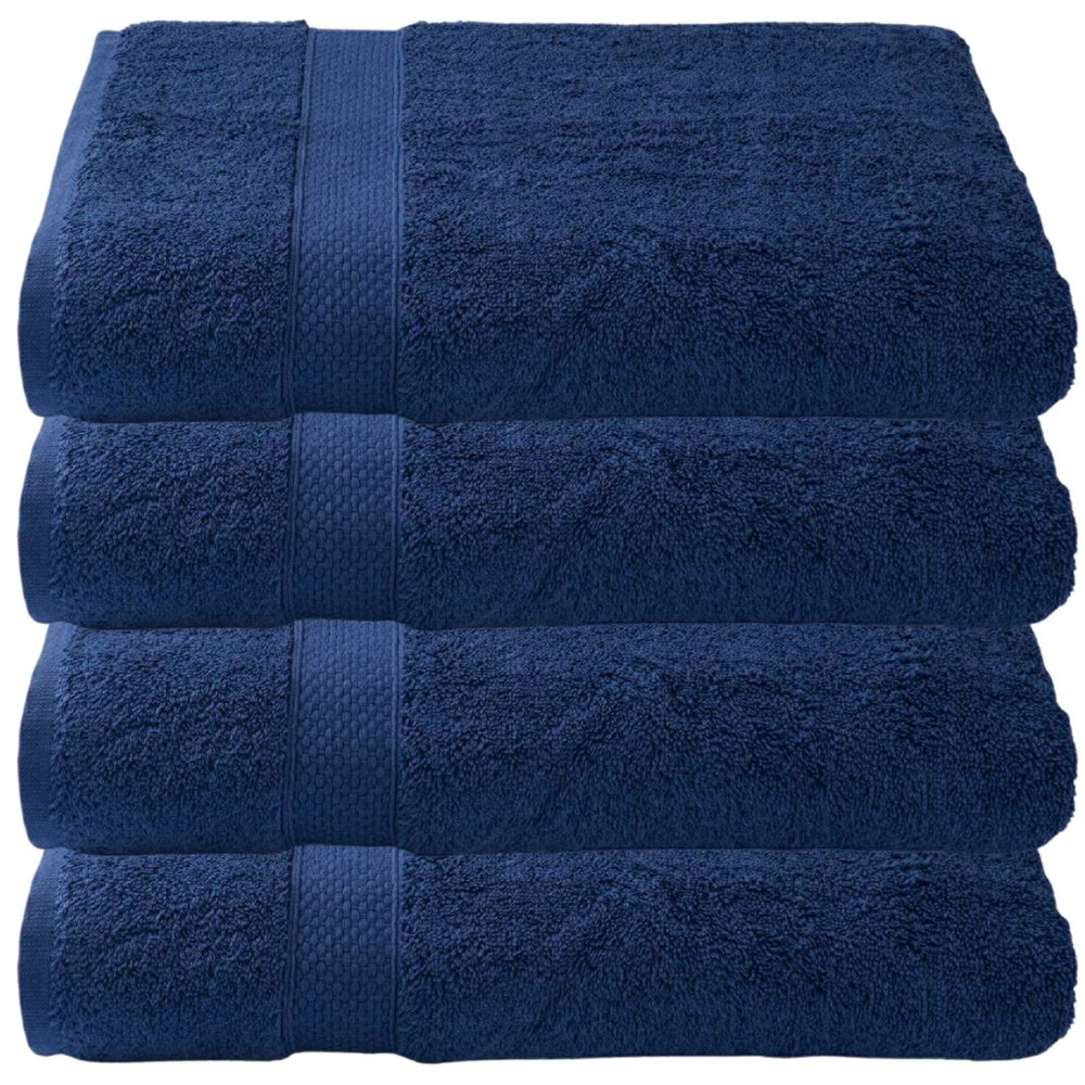 American Fluffy Towel 4-Piece Bath Towel Set Turkish Cotton, Contains 4 Oversized Bath Towels (27 x 54 Inches) -Highly Absorbent Towels for Bathroom, Hotel & Spa (4-Piece, Navy Blue)