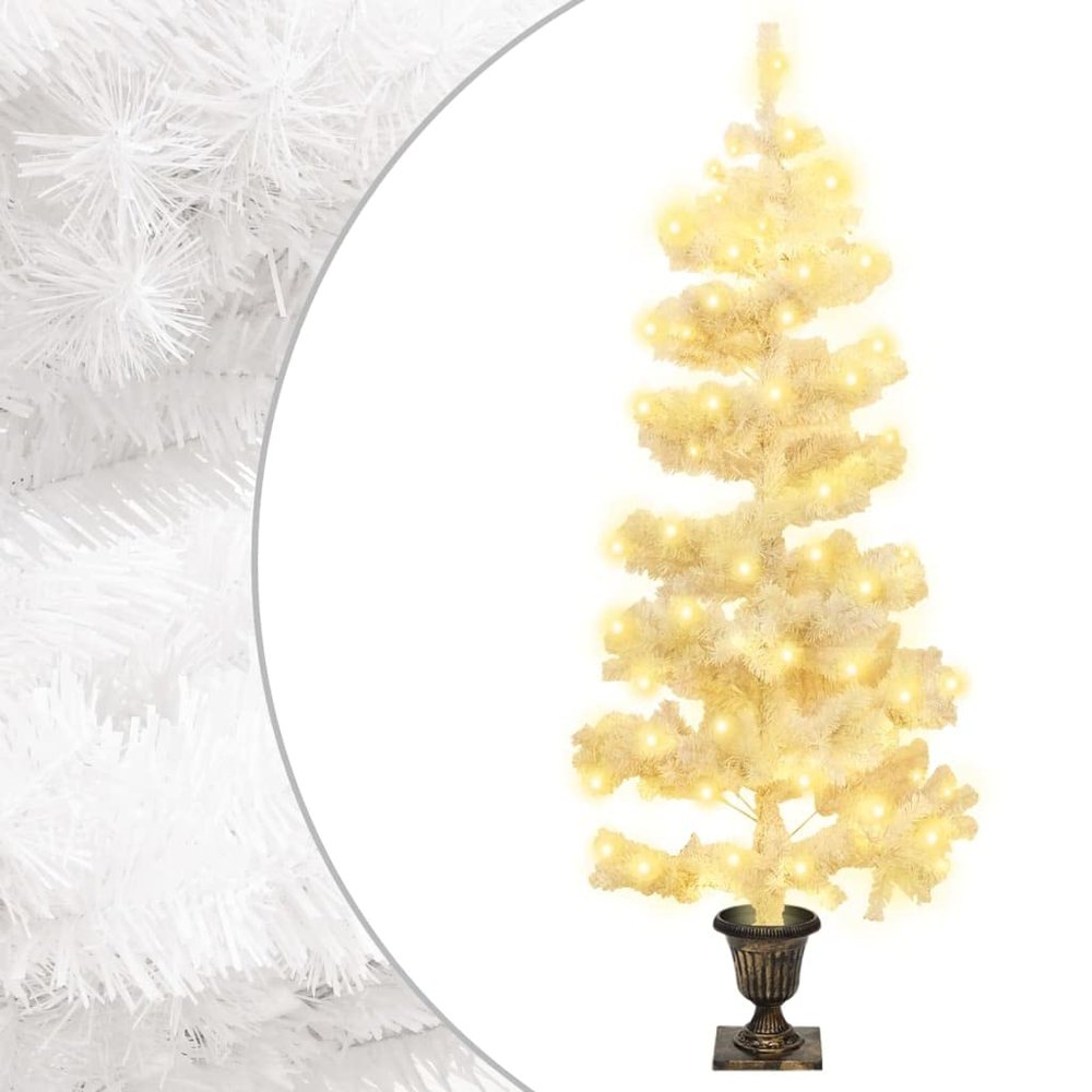 CHARMMA Swirl Christmas Tree with Pot and LEDs White 4 ft PVC-867