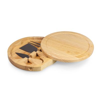 PICNIC TIME NCAA Rhode Island Rams Brie Cheese Board and Knife Set, Charcuterie Board Set, Wood Cutting Board, (Parawood)