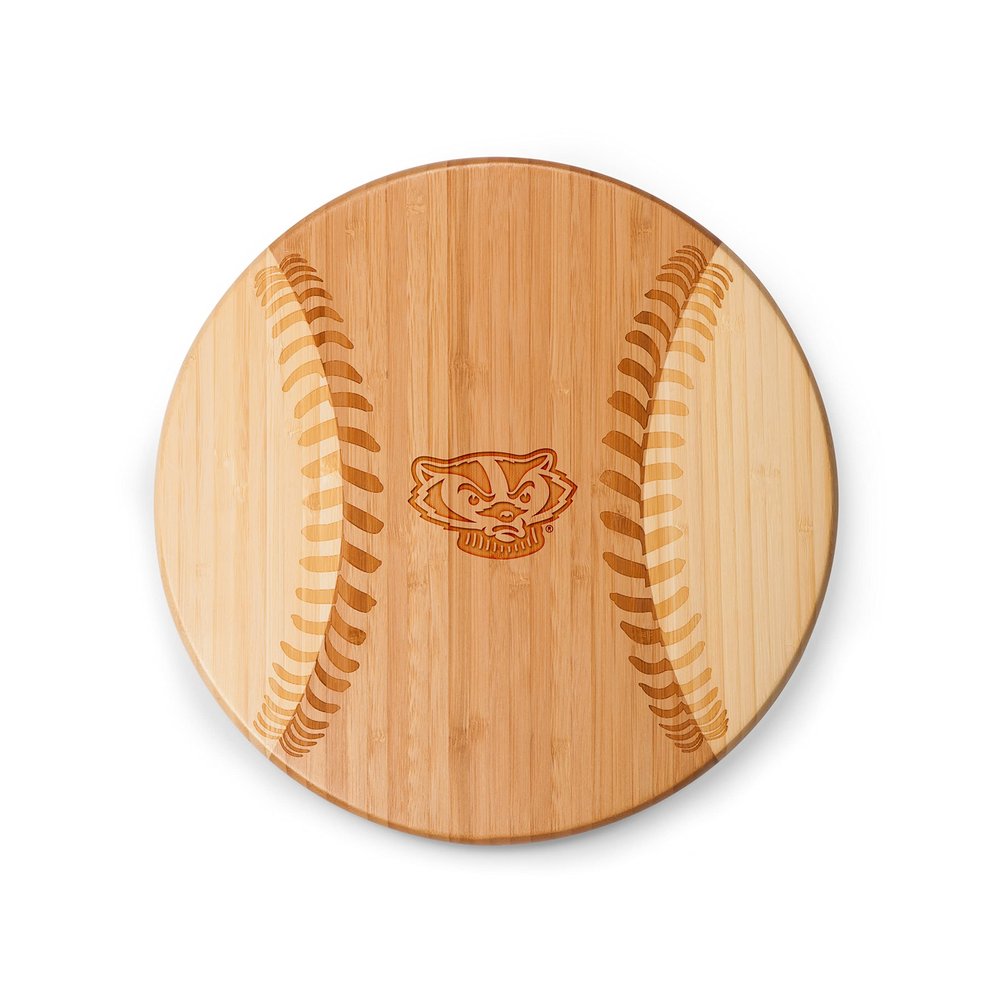 PICNIC TIME NCAA Wisconsin Badgers Home Run! Baseball Cheese Board, Novelty Charcuterie Board, Serving Platter, Cheese Boards Charcuterie Boards, Wood Cutting Board, (Bamboo)