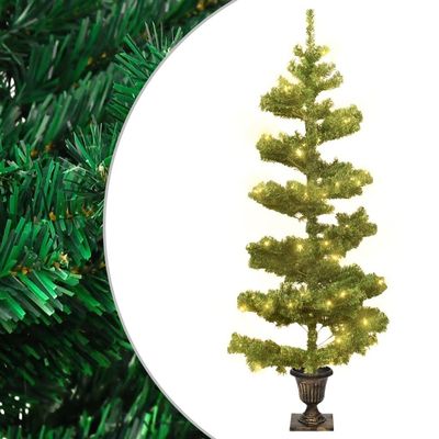 CHARMMA Swirl Christmas Tree with Pot and LEDs Green 4 ft PVC-864