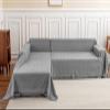 Deep Dream Sectional Couch Covers, 2 Pieces Sectional Sofa Cover, L Shaped Couch Covers, Couch Cover for Sectional Sofa (XX-Large, 71" x 118" + 91" x 134", Dark Grey) view 2