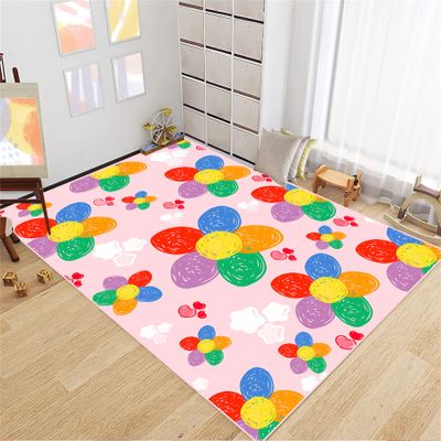 BATATADOCE Flower Area Rug, Pink, 70 in x 55 in, Low Pile, Handmade, Polyester, Modern Style, Bedroom Decor for Female