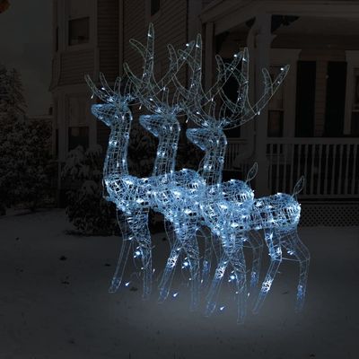 CHARMMA Acrylic Reindeer Christmas Decorations 3 pcs 47.2" Cold White-2377