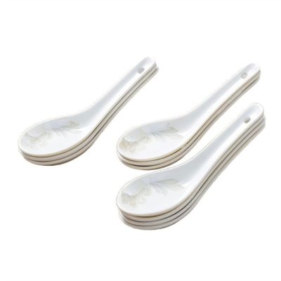 China Soup Spoons 10-piece Jingdezhen Ceramic Spoon Multi-function Dessert Spoon Domestic Chinese Spoon High Temperature Resistant Versatile spoon ( Color : D )
