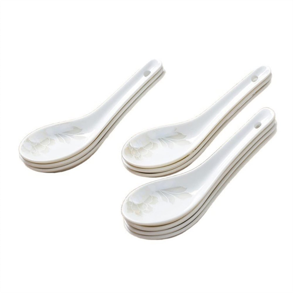 China Soup Spoons 10-piece Jingdezhen Ceramic Spoon Multi-function Dessert Spoon Domestic Chinese Spoon High Temperature Resistant Versatile spoon ( Color : D )