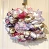 13 Easter Ribbon Wreath "Easter Blessings" Colorful Tailed Bunny Handmade MW4 view 3